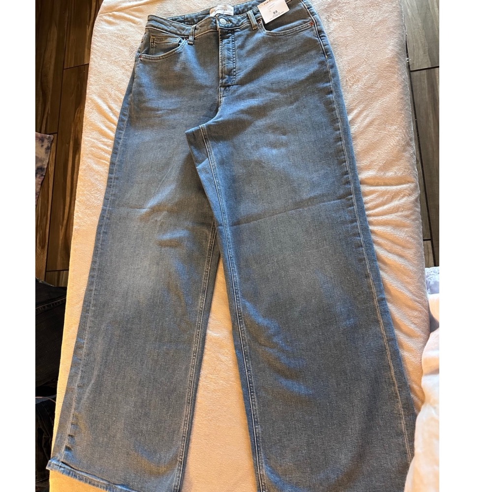 Fabletics High Rise Wide-Leg Jeans Med Wash Womens 33 Regular baggie NEW